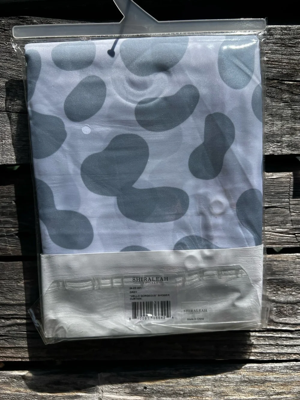 🚿NEW w/tags Shiraleah Hello Gorgeous Shower Curtain White Gray Fabric 72x72
